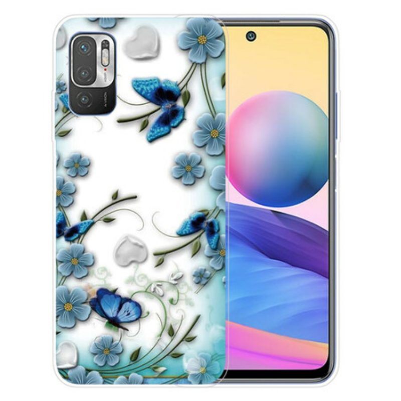 Hoesje voor Xiaomi Redmi Note 10 5G Retro Vlinders En Bloemen