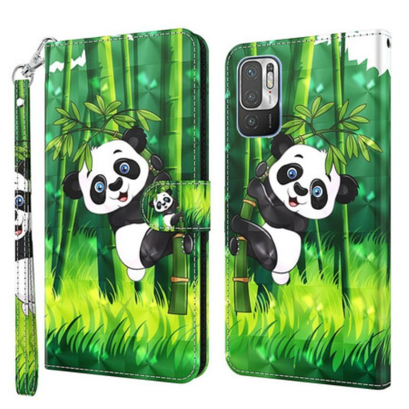 Leren Hoesje voor Xiaomi Redmi Note 10 5G Panda En Bamboe