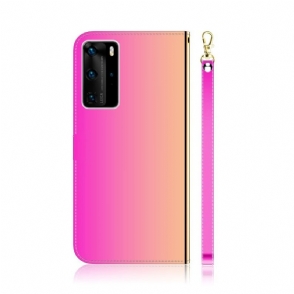 Flip Case voor Huawei P40 Pro Kunstleer Spiegeleffect - Roze