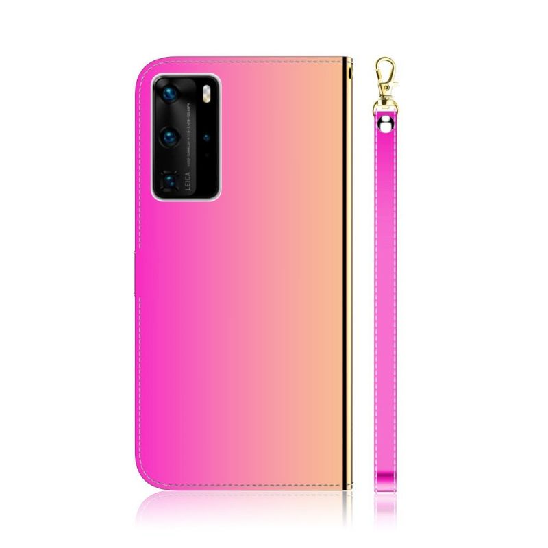 Flip Case voor Huawei P40 Pro Kunstleer Spiegeleffect - Roze