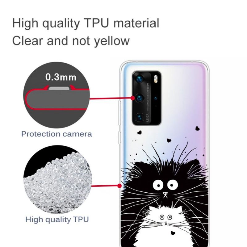 Hoesje voor Huawei P40 Pro Zwart-witte Katten