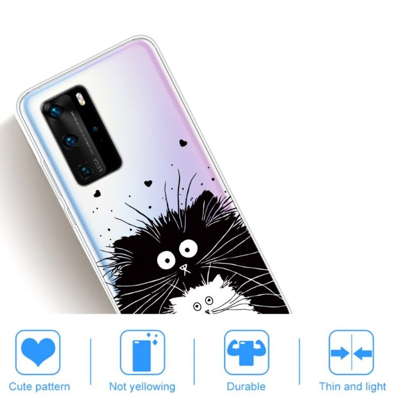 Hoesje voor Huawei P40 Pro Zwart-witte Katten