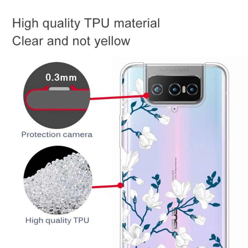 Hoesje voor Asus Zenfone 7 / Zenfone 7 Pro Witte Bloemen