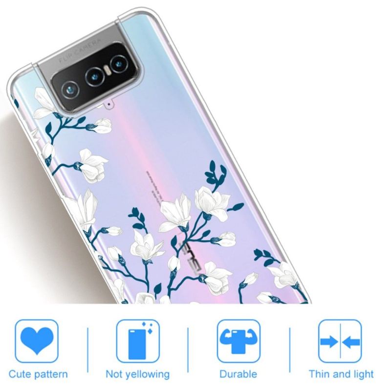 Hoesje voor Asus Zenfone 7 / Zenfone 7 Pro Witte Bloemen