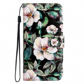 Flip Case voor Xiaomi Redmi A1 Met Ketting Riem Magnolia's