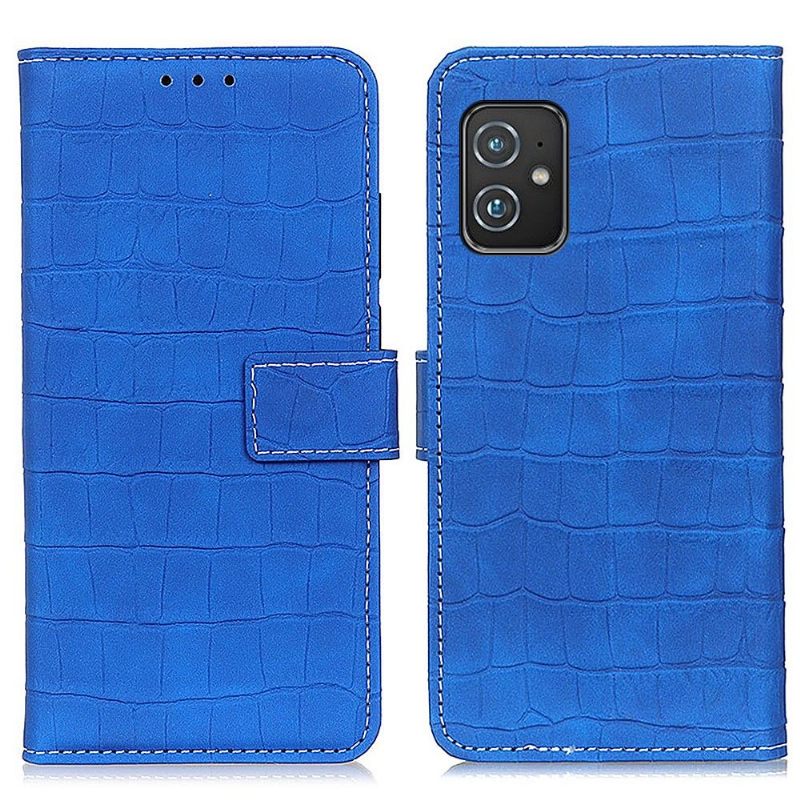 Folio-hoesje voor Asus Zenfone 8 Anti-fall Imitatieleer Croc Look