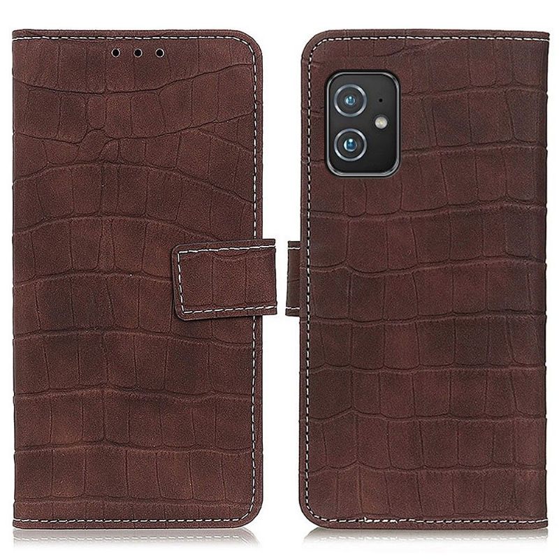 Folio-hoesje voor Asus Zenfone 8 Anti-fall Imitatieleer Croc Look