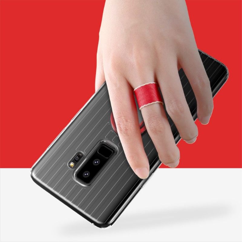 Hoesje voor Samsung Galaxy S9 Plus Transparant Met Handvat - Rood