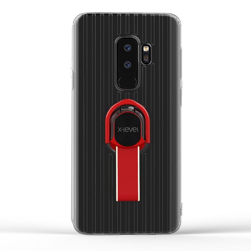 Hoesje voor Samsung Galaxy S9 Plus Transparant Met Handvat - Rood