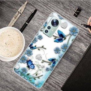 Hoesje voor Xiaomi 12 Blauwe Vlinders En Bloemen