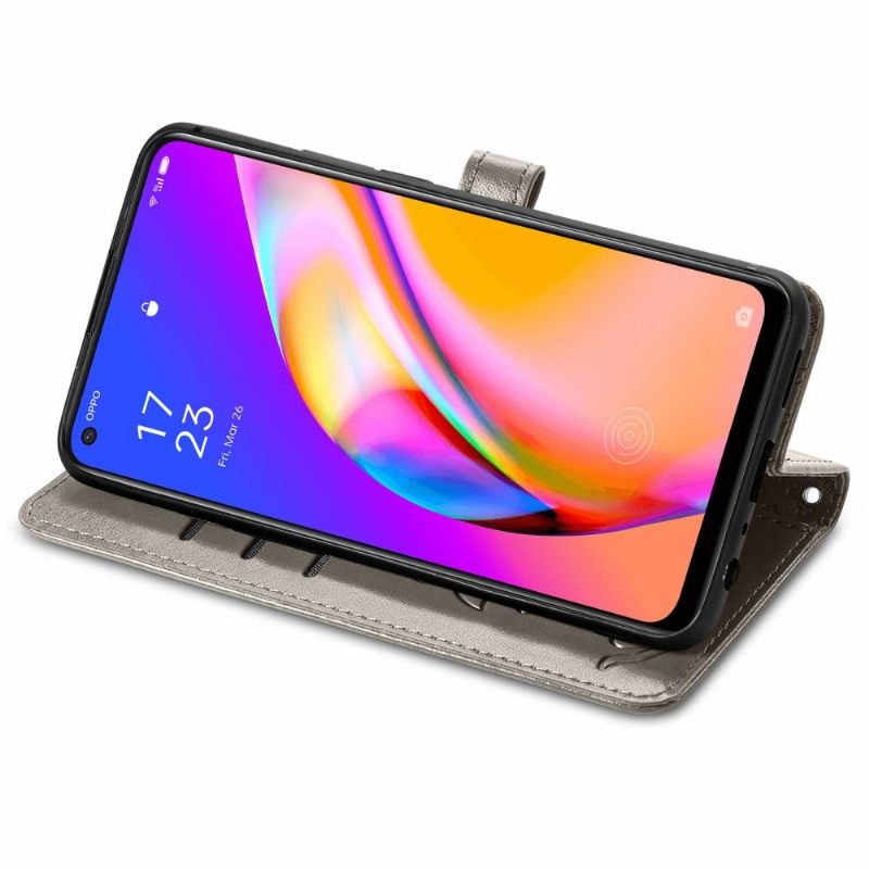 Flip Case voor Oppo A94 5G Ledereffect Met Dierenreliëf