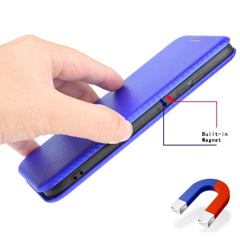 Flip Case voor OnePlus 8 Pro Koolstofvezeleffect - Blauw