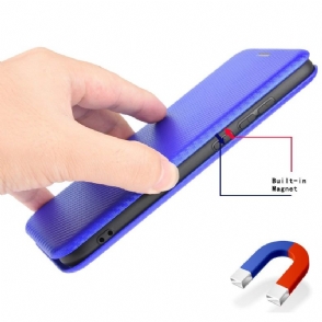 Flip Case voor OnePlus 8 Pro Koolstofvezeleffect - Blauw