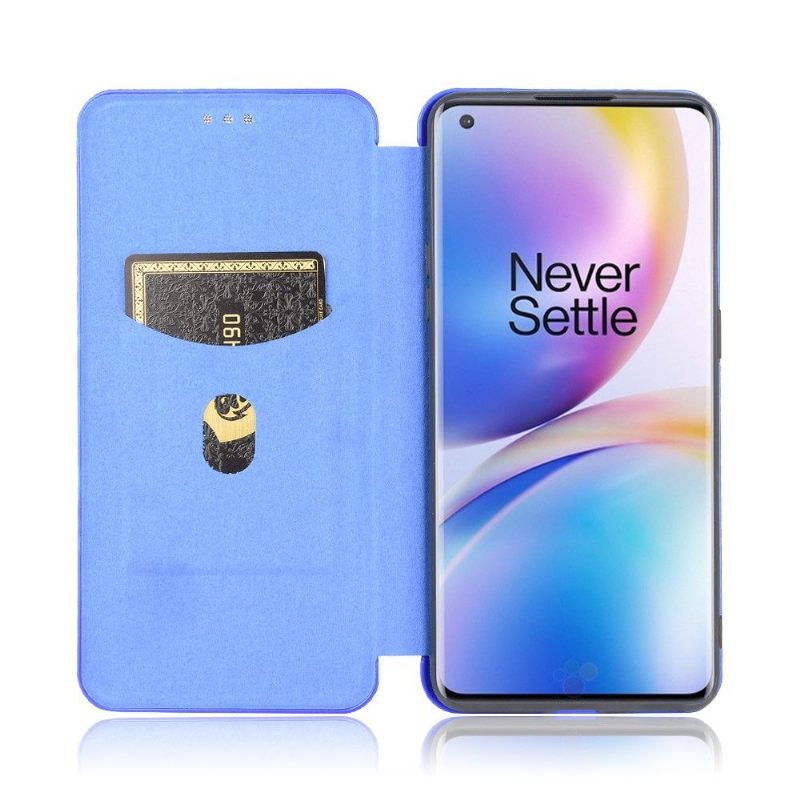 Flip Case voor OnePlus 8 Pro Koolstofvezeleffect - Blauw