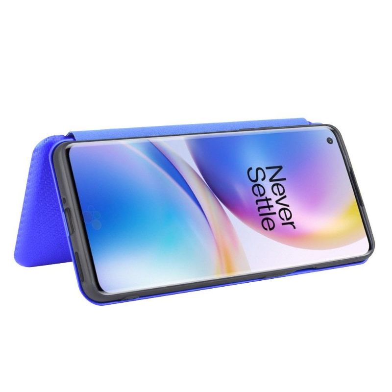 Flip Case voor OnePlus 8 Pro Koolstofvezeleffect - Blauw