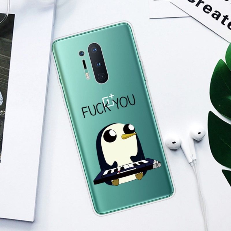 Telefoonhoesje voor OnePlus 8 Pro Bescherming Pinguïnpiano"fuck You"