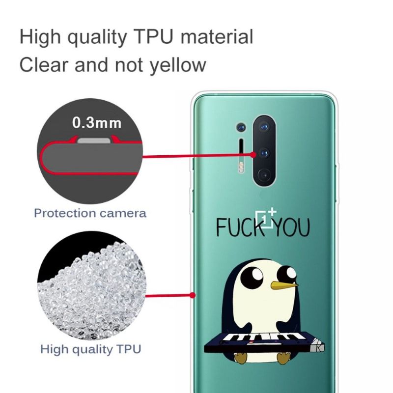 Telefoonhoesje voor OnePlus 8 Pro Bescherming Pinguïnpiano"fuck You"