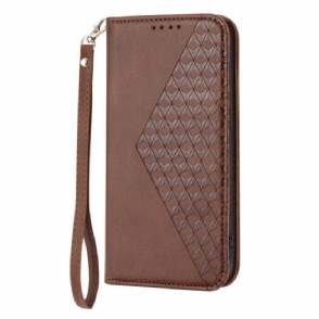 Bescherming Hoesje voor Samsung Galaxy S23 Plus 5G Met Ketting Folio-hoesje Strappy-patroon In 3d