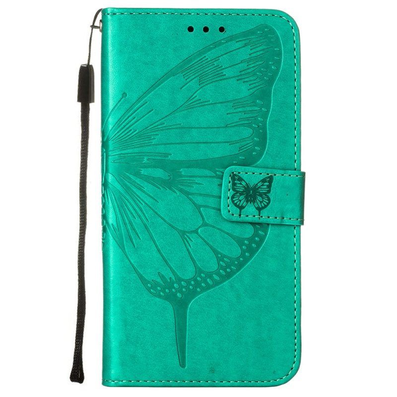 Folio-hoesje voor Samsung Galaxy S23 Plus 5G Met Ketting Barokke Strappy Vlinder