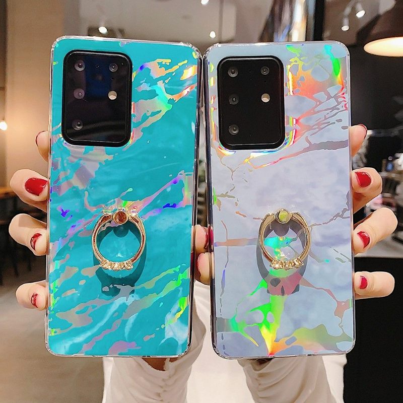 Hoesje voor Samsung Galaxy S20 Plus Metaalmarmer Met Ring