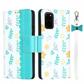 Leren Hoesje voor Samsung Galaxy S20 Plus Bescherming Virginia Bloemen Met Riem