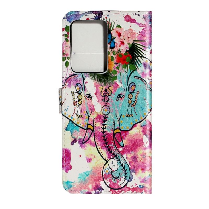 Leren Hoesje voor Samsung Galaxy S20 Plus Tropische Olifant