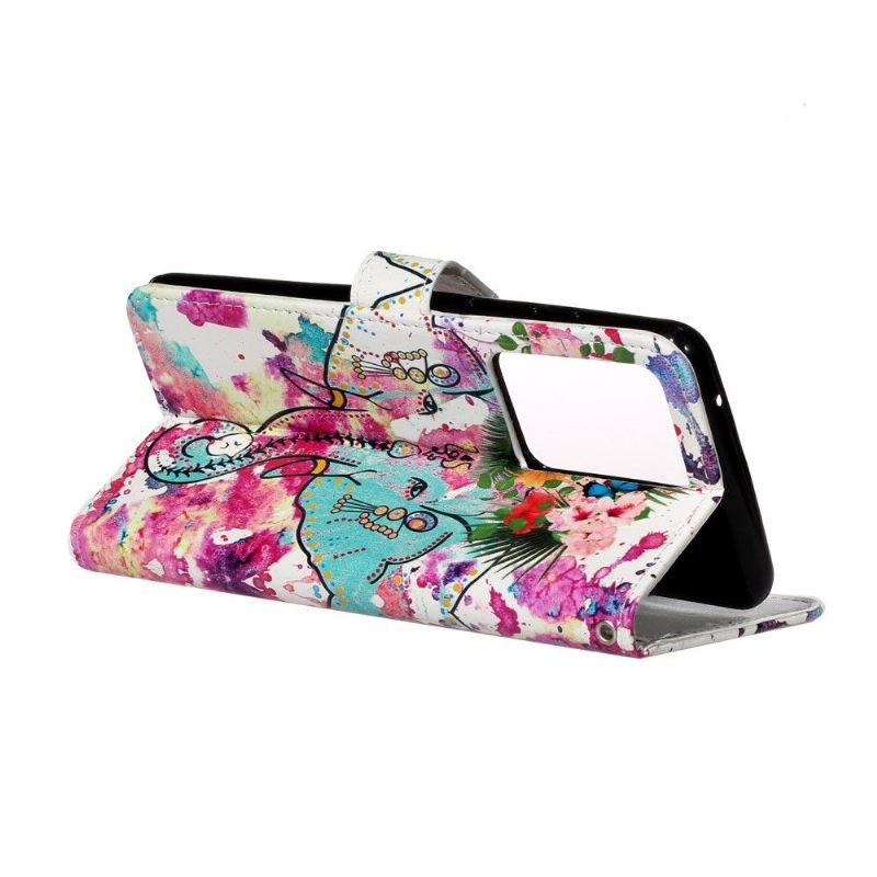 Leren Hoesje voor Samsung Galaxy S20 Plus Tropische Olifant