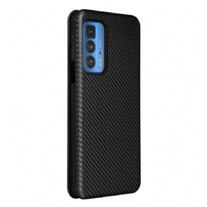 Flip Case voor Motorola Edge 20 Pro Kunstleer Van Koolstofvezel