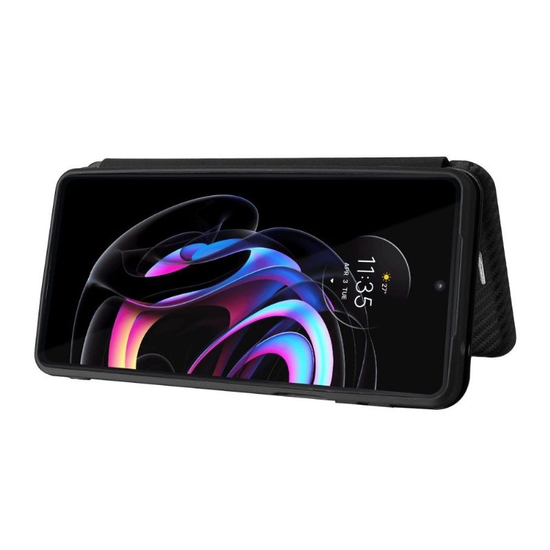 Flip Case voor Motorola Edge 20 Pro Kunstleer Van Koolstofvezel