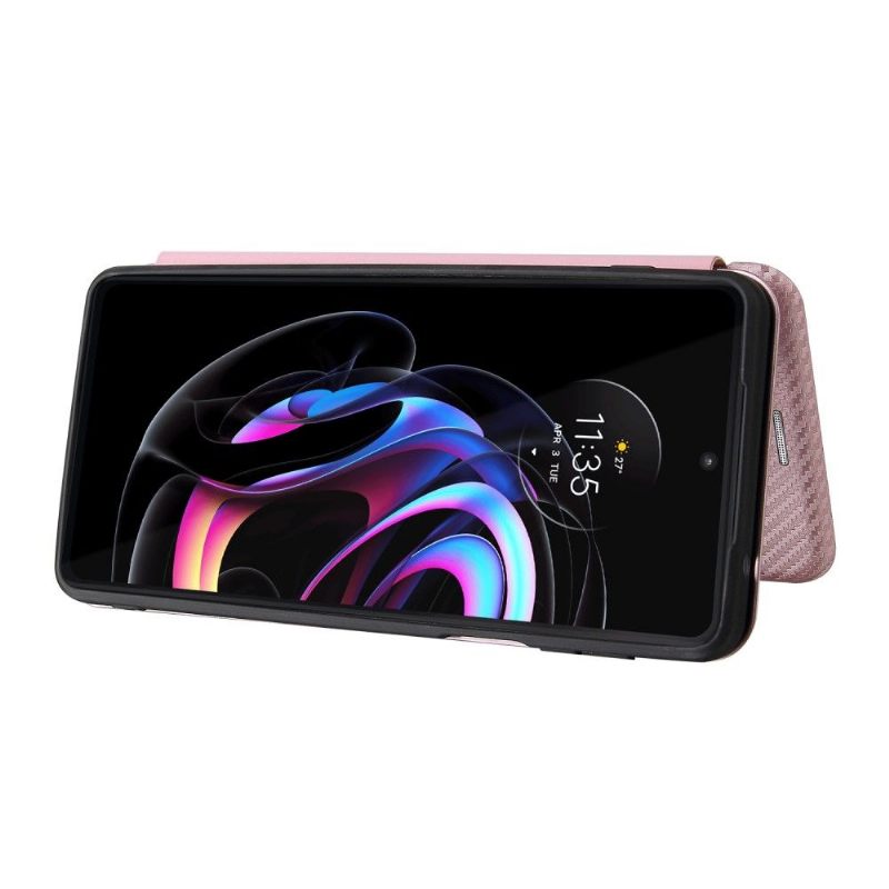 Flip Case voor Motorola Edge 20 Pro Kunstleer Van Koolstofvezel