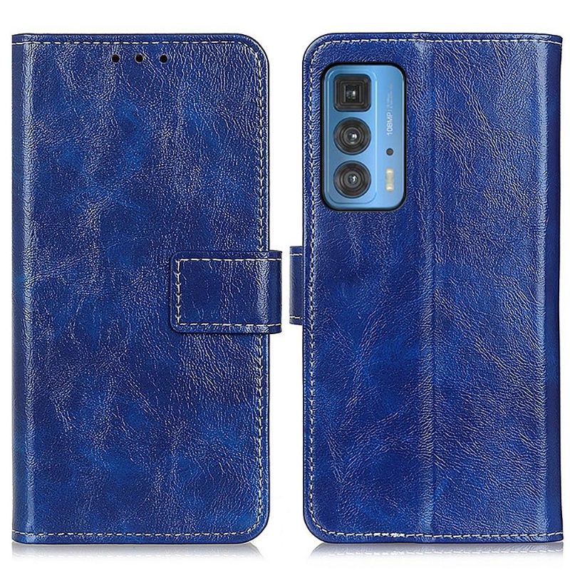 Folio-hoesje voor Motorola Edge 20 Pro Luxe Stiksels Met Leereffect