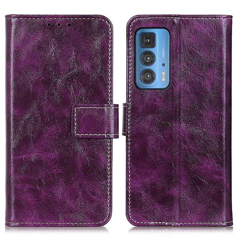 Folio-hoesje voor Motorola Edge 20 Pro Luxe Stiksels Met Leereffect