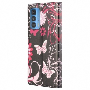 Folio-hoesje voor Motorola Edge 20 Pro Vlinders En Bloemen