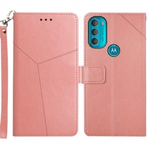 Flip Case voor Moto G71 5G Stijl Leer Geo Y Design