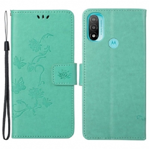 Leren Hoesje voor Moto G71 5G Aziatische Vlinders En Bloemen