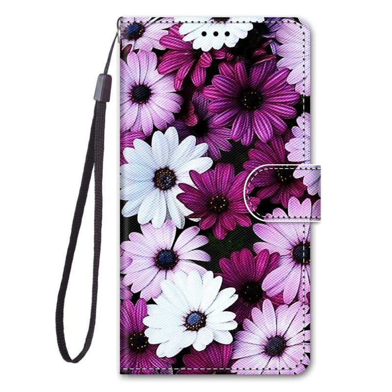 Folio-hoesje voor Sony Xperia 5 IV Bloemen Met Riem