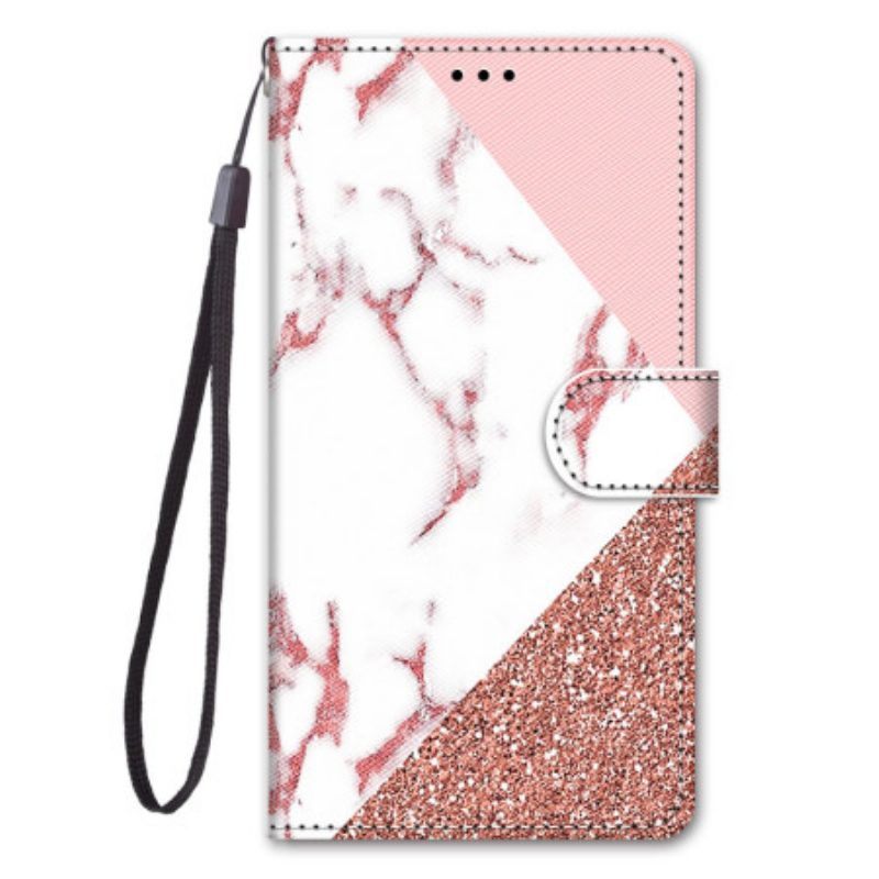 Folio-hoesje voor Sony Xperia 5 IV Marmer En Glitterdriehoek