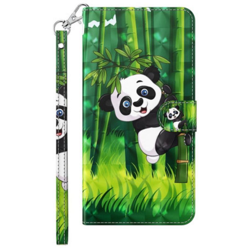 Folio-hoesje voor Sony Xperia 5 IV Met Ketting Bamboe Panda Met Lanyard