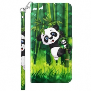 Folio-hoesje voor Sony Xperia 5 IV Met Ketting Bamboe Panda Met Lanyard