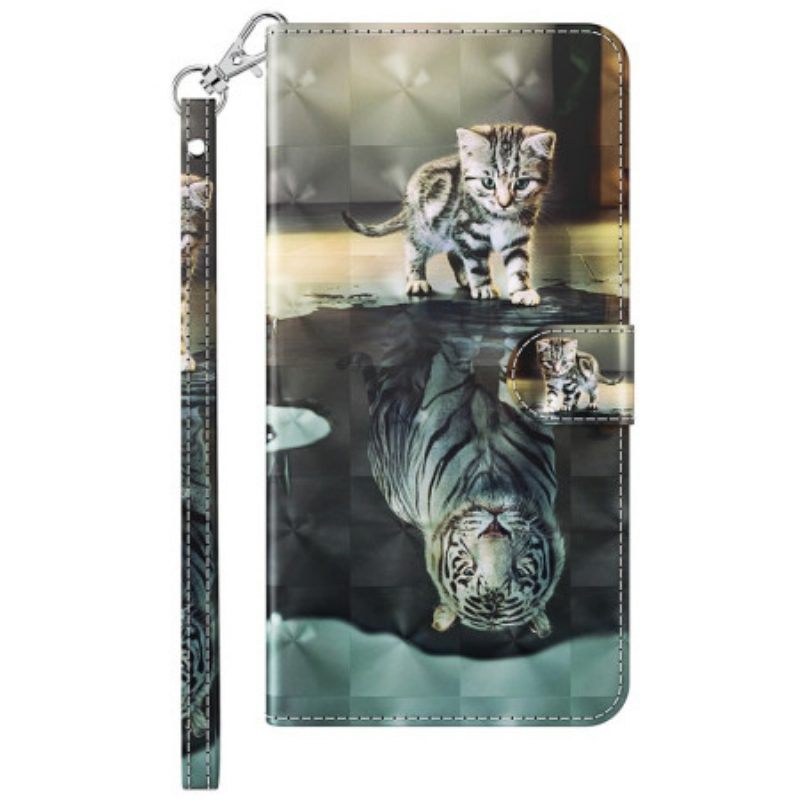 Folio-hoesje voor Sony Xperia 5 IV Met Ketting Strappy Kitten Droom