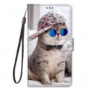 Folio-hoesje voor Sony Xperia 5 IV Met Ketting Yo Kat Met Riem