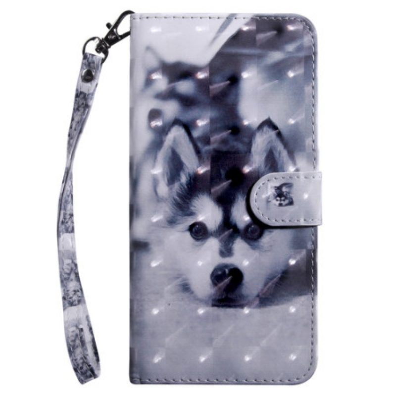 Leren Hoesje voor Sony Xperia 5 IV Husky Hond Met Koord