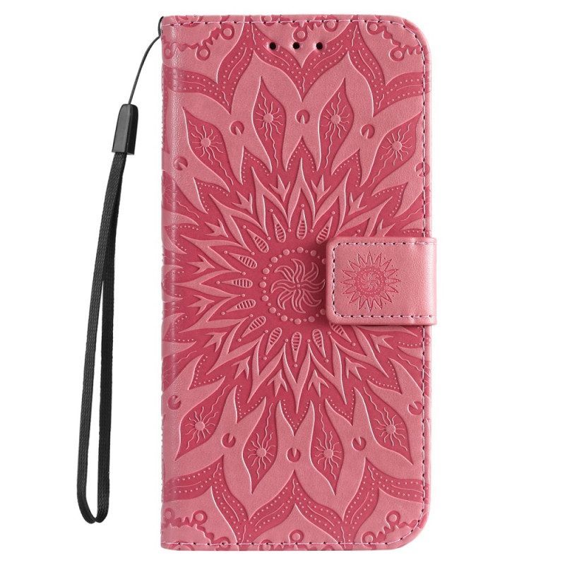 Leren Hoesje voor Sony Xperia 5 IV Mandala Zon Met Lanyard