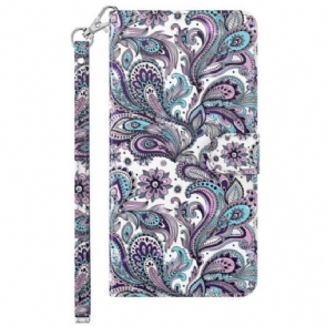 Leren Hoesje voor Sony Xperia 5 IV Met Ketting Paisley-patroon Met Bandjes