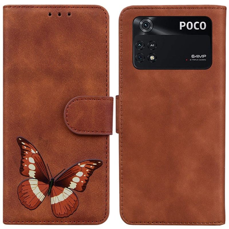 Folio-hoesje voor Poco M4 Pro 4G Bescherming Hoesje Kleurrijke Vlinderbescherming