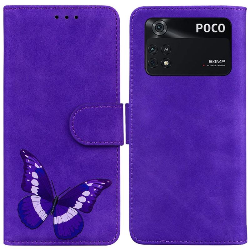 Folio-hoesje voor Poco M4 Pro 4G Bescherming Hoesje Kleurrijke Vlinderbescherming