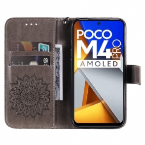 Folio-hoesje voor Poco M4 Pro 4G Met Ketting Zonnebloem