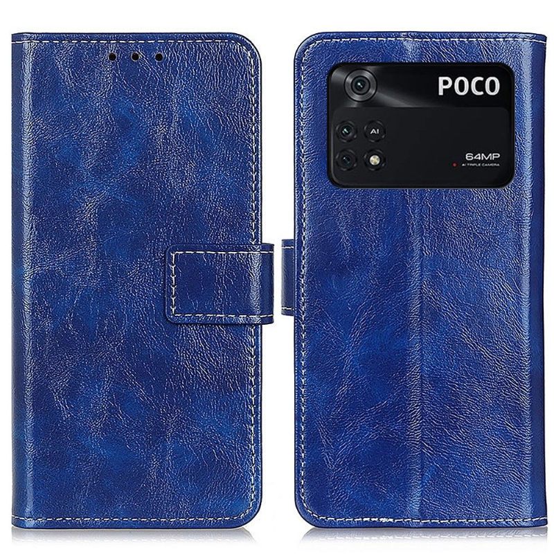 Leren Hoesje voor Poco M4 Pro 4G Bescherming Luxe Stiksels Met Leereffect