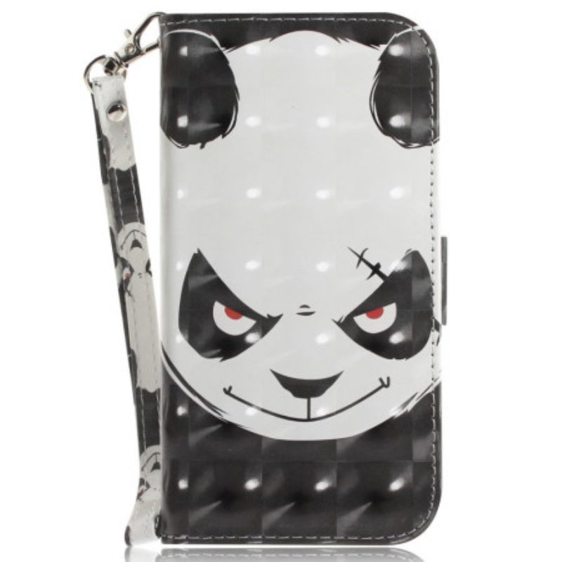 Folio-hoesje voor Honor 90 Met Ketting Boze Panda Met Riem