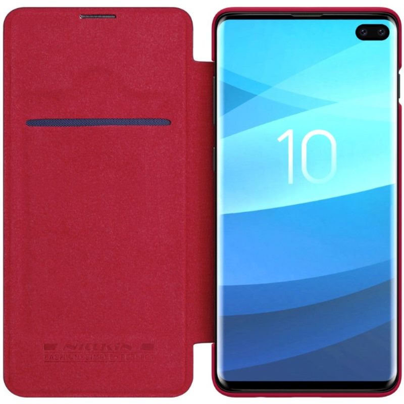 Case voor Samsung Galaxy S10 Plus Bescherming Nillkin Qin Lederen Hoes